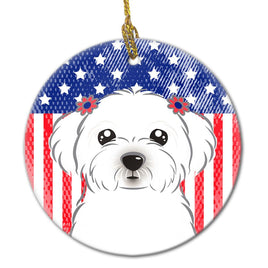 American Flag and Maltese Ceramic Ornament