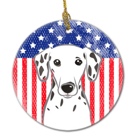 American Flag and Dalmatian Ceramic Ornament BB2140CO1