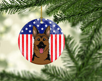 American Flag and German Shepherd Ceramic Ornament BB2141CO1