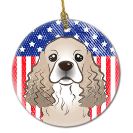 American Flag and Cocker Spaniel Ceramic Ornament BB2146CO1