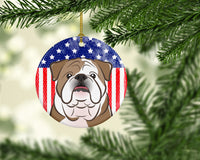 American Flag and English Bulldog Ceramic Ornament