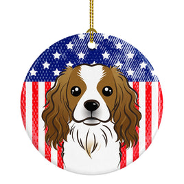 American Flag and Cavalier Spaniel Ceramic Ornament BB2154CO1