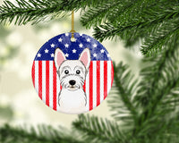 American Flag and Westie Ceramic Ornament BB2156CO1