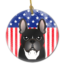 American Flag and French Bulldog Ceramic Ornament BB2157CO1