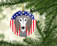 American Flag and Saluki Ceramic Ornament BB2159CO1