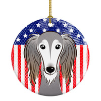 American Flag and Saluki Ceramic Ornament BB2159CO1