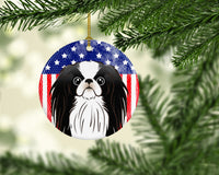 American Flag and Japanese Chin Ceramic Ornament BB2160CO1