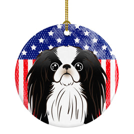 American Flag and Japanese Chin Ceramic Ornament BB2160CO1