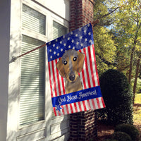 God Bless American Flag with Chocolate Labrador Flag Canvas House Size BB2164CHF