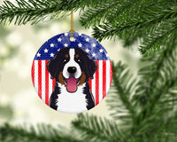 American Flag and Bernese Mountain Dog Ceramic Ornament BB2167CO1