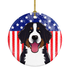 American Flag and Bernese Mountain Dog Ceramic Ornament BB2167CO1