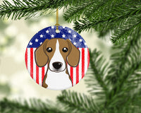 American Flag and Beagle Ceramic Ornament BB2169CO1