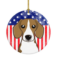 American Flag and Beagle Ceramic Ornament BB2169CO1