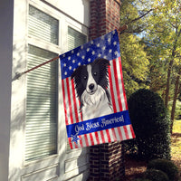 God Bless American Flag with Border Collie Flag Canvas House Size BB2171CHF