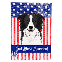 God Bless American Flag with Border Collie Flag Canvas House Size BB2171CHF