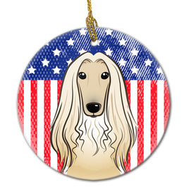 American Flag and Afghan Hound Ceramic Ornament