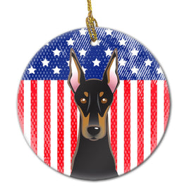 American Flag and Doberman Ceramic Ornament BB2175CO1