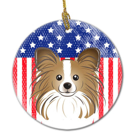 American Flag and Papillon Ceramic Ornament BB2178CO1