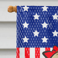 God Bless American Flag with Chocolate Brown Shih Tzu Flag Canvas House Size BB2179CHF