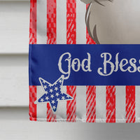 God Bless American Flag with Gray Silver Shih Tzu Flag Canvas House Size BB2180CHF