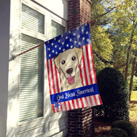 God Bless American Flag with Golden Retriever Flag Canvas House Size BB2182CHF