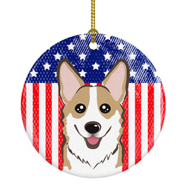 American Flag and Sable Corgi Ceramic Ornament BB2183CO1