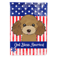 God Bless American Flag with Chocolate Brown Poodle Flag Canvas House Size BB2186CHF