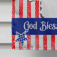 God Bless American Flag with White Poodle Flag Canvas House Size BB2187CHF