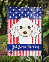 God Bless American Flag with White Poodle Flag Garden Size BB2187GF