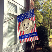 God Bless American Flag with Buff Poodle Flag Canvas House Size BB2188CHF