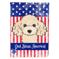 God Bless American Flag with Buff Poodle Flag Canvas House Size BB2188CHF