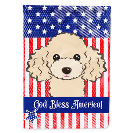 God Bless American Flag with Buff Poodle Flag Canvas House Size BB2188CHF