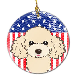 American Flag and Buff Poodle Ceramic Ornament BB2188CO1