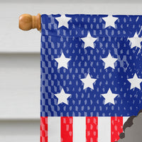 God Bless American Flag with Silver Gray Poodle Flag Canvas House Size BB2189CHF