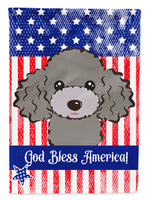 God Bless American Flag with Silver Gray Poodle Flag Garden Size BB2189GF