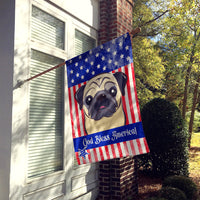 God Bless American Flag with Fawn Pug Flag Canvas House Size BB2192CHF