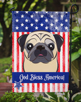 God Bless American Flag with Fawn Pug Flag Garden Size BB2192GF