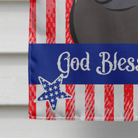 God Bless American Flag with Black Pug Flag Canvas House Size BB2193CHF