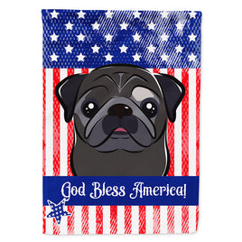 God Bless American Flag with Black Pug Flag Canvas House Size BB2193CHF