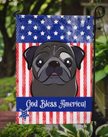 God Bless American Flag with Black Pug Flag Garden Size BB2193GF