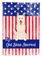 Patriotic USA White German Shepherd Flag Garden Size