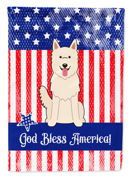 Patriotic USA White German Shepherd Flag Garden Size