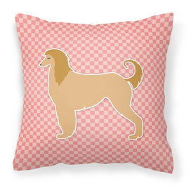 Afghan Hound Checkerboard Pink Fabric Decorative Pillow BB3606PW1818