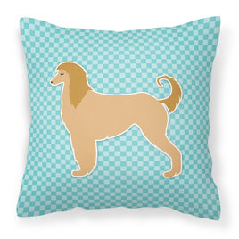 Afghan Hound  Checkerboard Blue Fabric Decorative Pillow BB3706PW1818