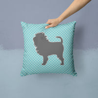 Affenpinscher Checkerboard Blue Fabric Decorative Pillow BB3748PW1414