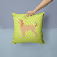 Afghan Hound Checkerboard Green Fabric Decorative Pillow BB3806PW1414