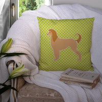 Afghan Hound Checkerboard Green Fabric Decorative Pillow BB3806PW1414