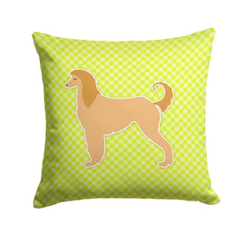 Afghan Hound Checkerboard Green Fabric Decorative Pillow BB3806PW1414