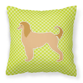 Afghan Hound Checkerboard Green Fabric Decorative Pillow BB3806PW1818