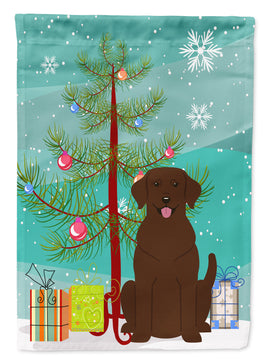 Merry Christmas Tree Chocolate Labrador Flag Canvas House Size BB4181CHF